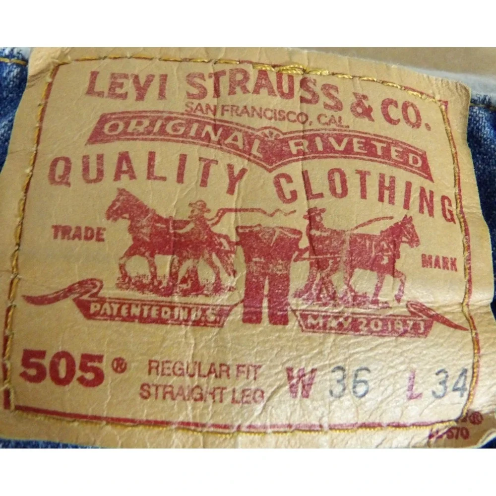 VTG Levis 505 Regular Fit Straight Leg Jeans Men 36x34 Medium Wash Denim Indigo